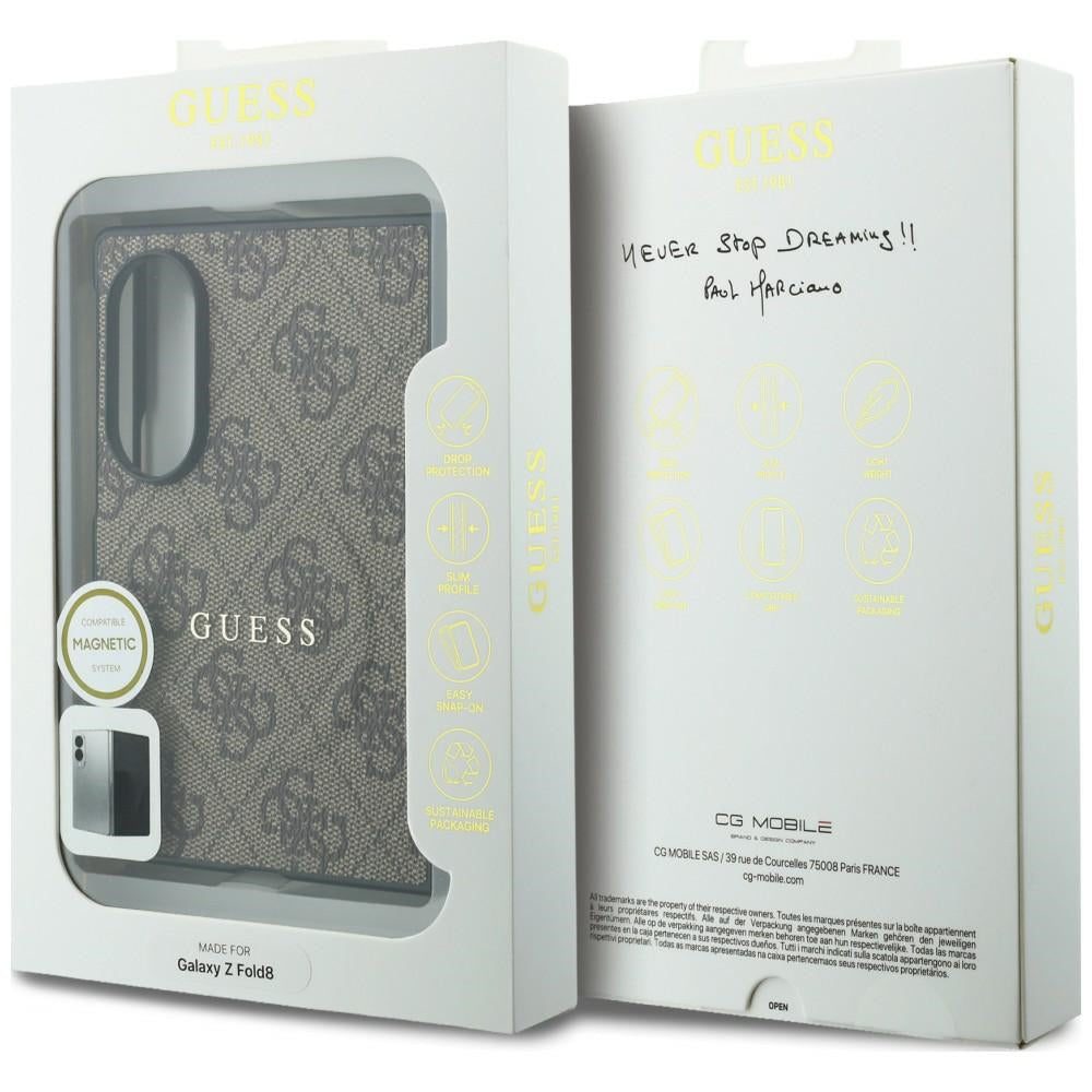 MagSafe-kuori Samsung Galaxy Z Fold8 F971:lle, Guess, 4G Leather Classic, Ruskea
