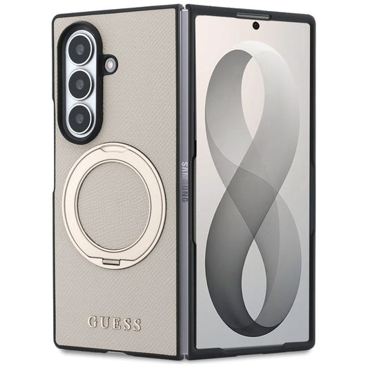 MagSafe-kuori Samsung Galaxy Z Fold8 Ultra F976:lle, Guess, Ring Stand Grained Classic Logo, beige