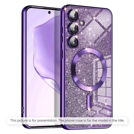 MagSafe-kuori Xiaomi 17T:lle, Techsuit, Luxury Glitter, Tummanvioletti