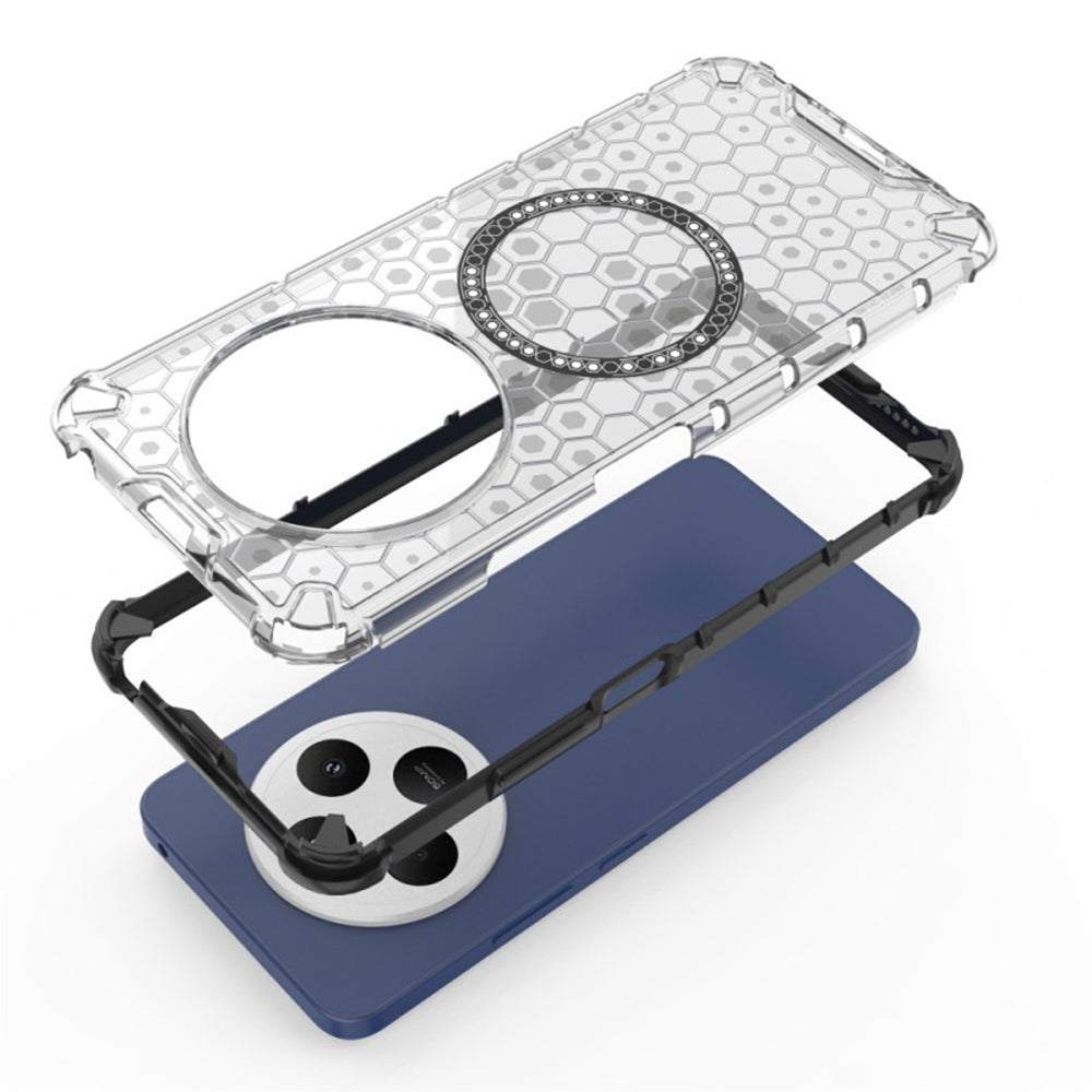 MagSafe-kuori Xiaomi Poco C75 / Redmi 14C:lle, Techsuit, HoneyComb Shield, Valkoinen