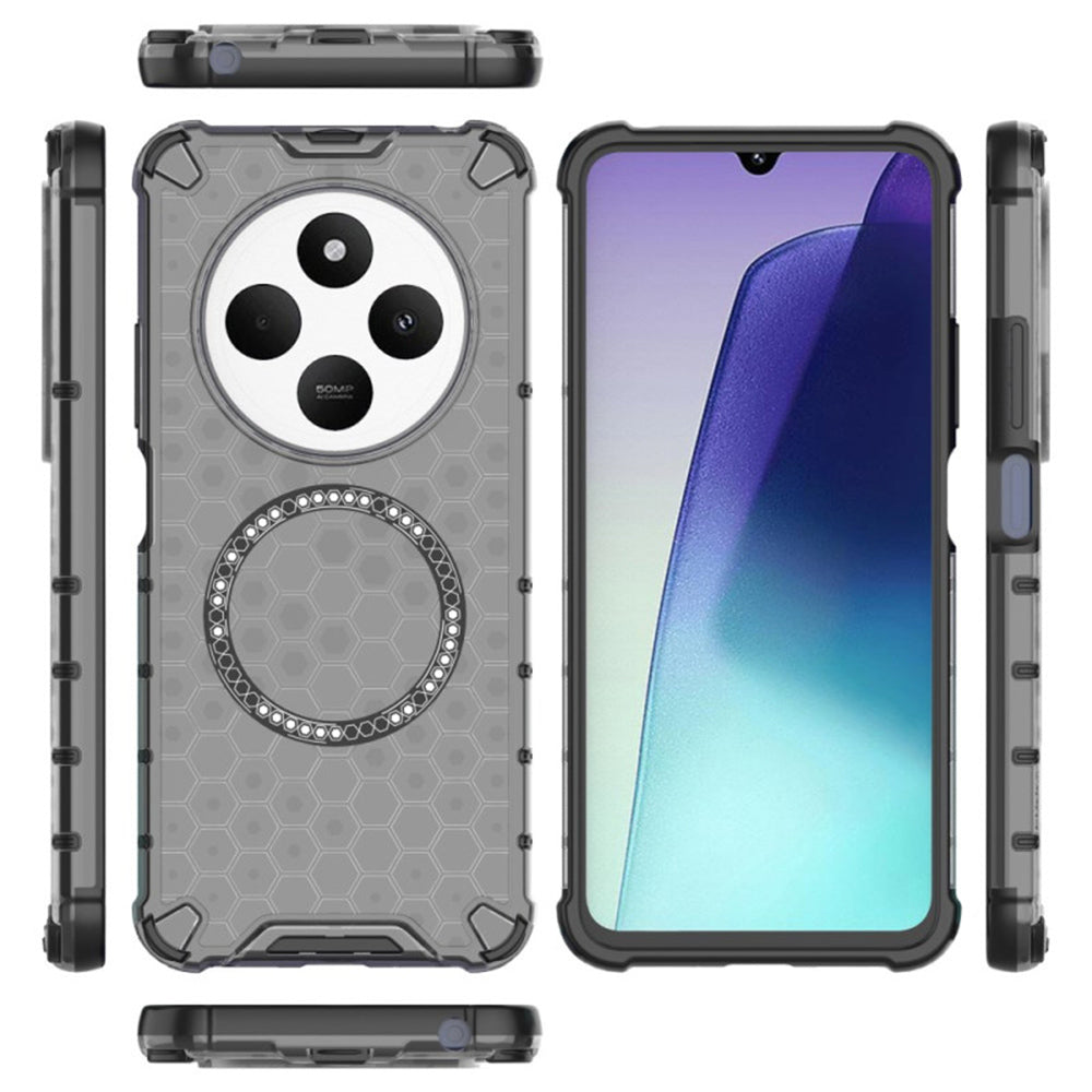MagSafe-kuori Xiaomi Poco C75 / Redmi 14C:lle, Techsuit, HoneyComb Shield, Musta