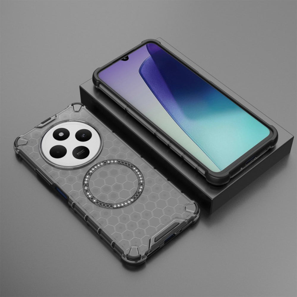 MagSafe-kuori Xiaomi Poco C75 / Redmi 14C:lle, Techsuit, HoneyComb Shield, Musta