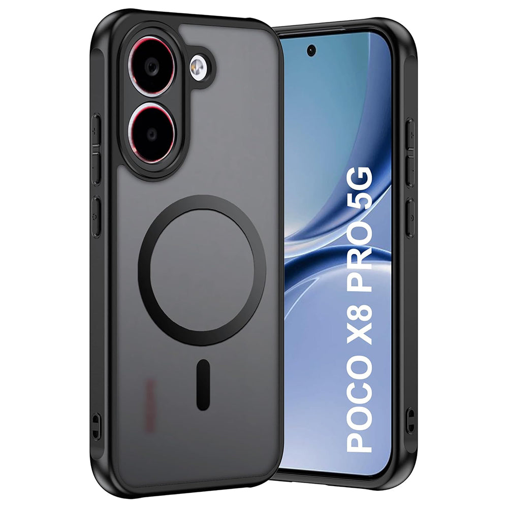 MagSafe-kuori Xiaomi Poco X8 Pro:lle, Techsuit, PureFrost, satiinimusta