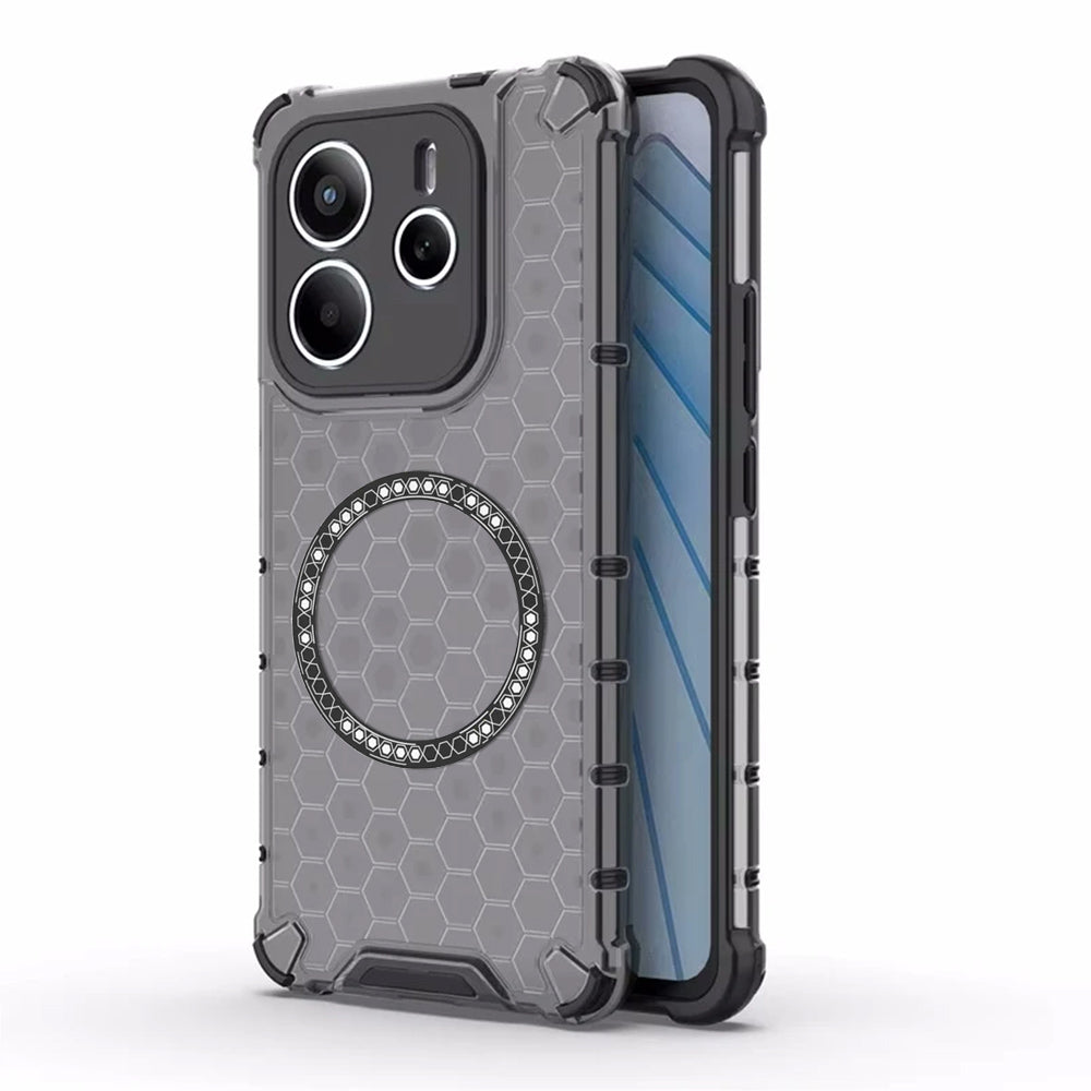 MagSafe-kuori Xiaomi Redmi Note 14 5G:lle, Techsuit, HoneyComb Shield, Musta