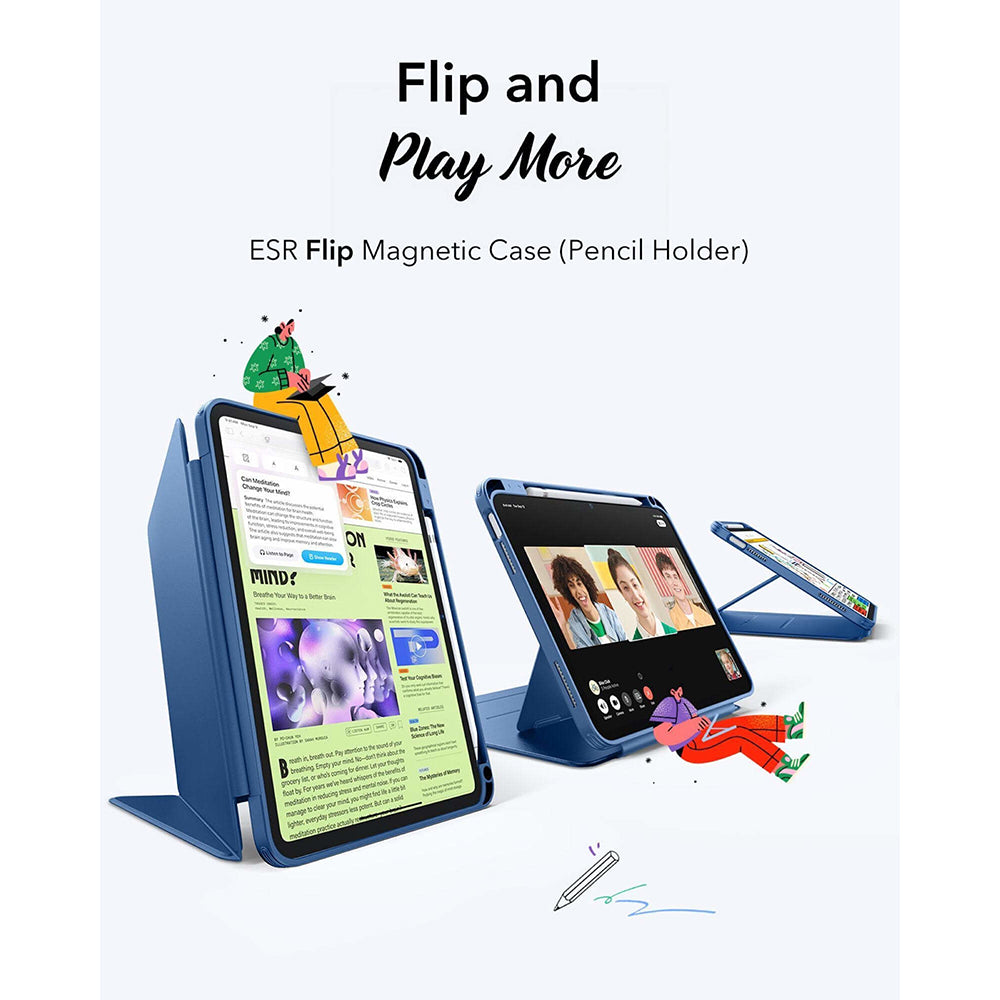 Suojakotelo Apple iPadille (2025) / (2022), ESR, Flip Hybrid, Sininen