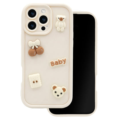 Case for Apple iPhone 12, OEM, Ultra Trendy 3D Bear, Beige