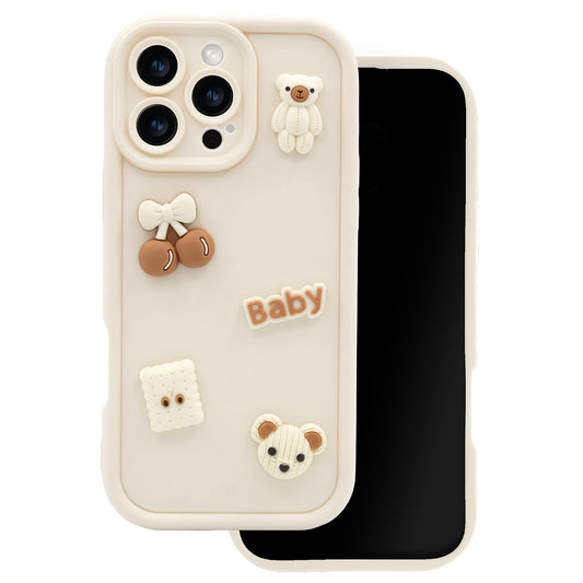 Kuori Apple iPhone 14:lle, OEM, Ultra Trendy 3D Karhu, Beige