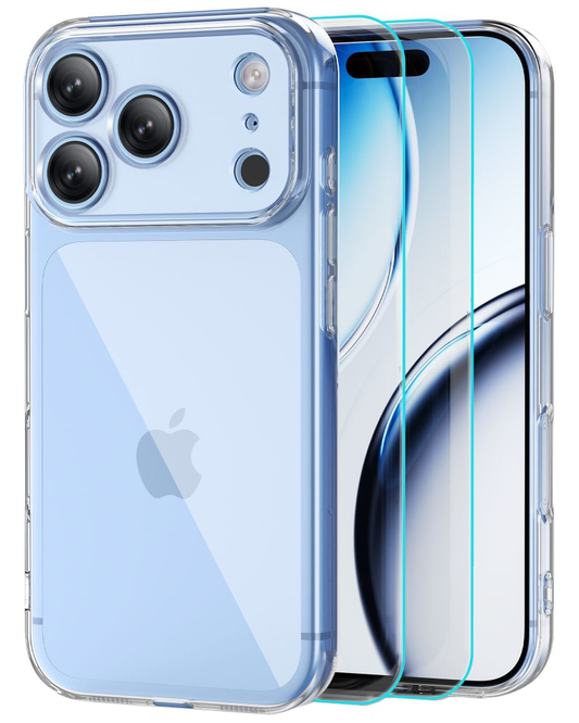 Kuori Apple iPhone 18 Pro Max / 17 Pro Max -malleille, Tech-Protect, Flexair näytönsuojalla, läpinäkyvä