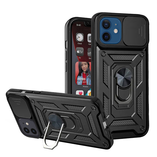 Kuori Apple iPhone 12 / 12 Pro:lle, Techsuit, CamShield, Musta