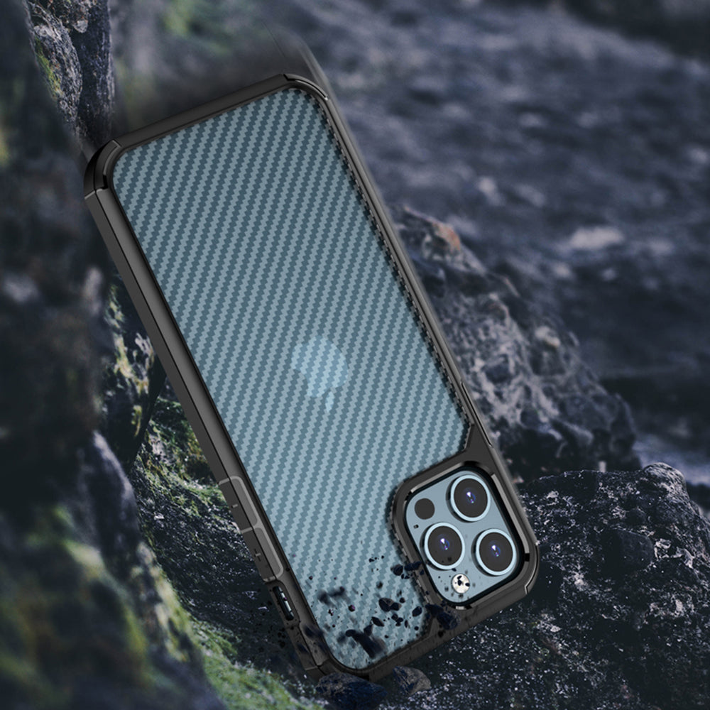 Kuori Apple iPhone 12 / 12 Pro:lle, Techsuit, CarbonFuse, Musta