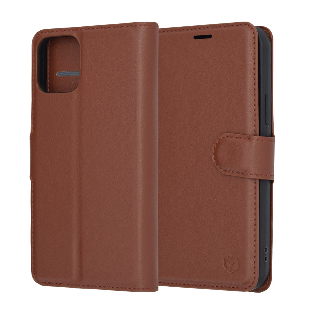 Case for Apple iPhone 12 Pro, Techsuit, Leather Folio, Brown