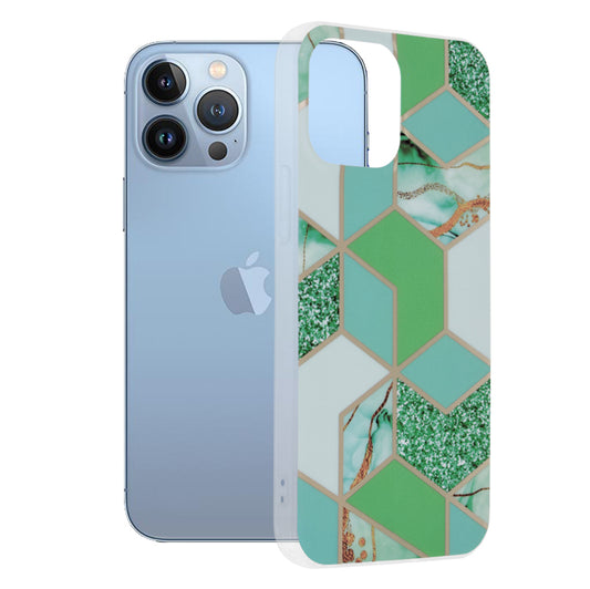 Kuori Apple iPhone 13 Pro Maxille, Techsuit, Marble, Vihreä