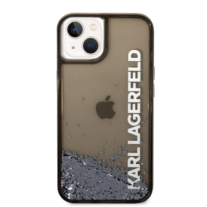 Kotelo Apple iPhone 14:lle, Karl Lagerfeld, Liquid Glitter KL Logo, Musta