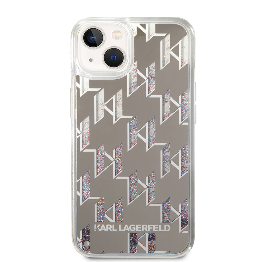 Suojakotelo Apple iPhone 14:lle, Karl Lagerfeld, Liquid Glitter Monogram, Hopea