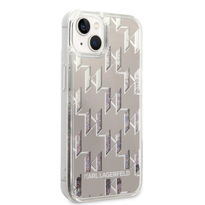 Suojakotelo Apple iPhone 14:lle, Karl Lagerfeld, Liquid Glitter Monogram, Hopea