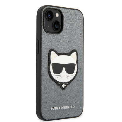 Case for Apple iPhone 14, Karl Lagerfeld, Saffiano Choupette's Head, Silver