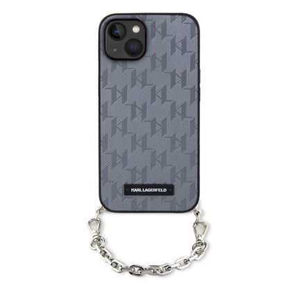 Kotelo Apple iPhone 14:lle, Karl Lagerfeld, Saffiano Monogram Chain, Hopeinen