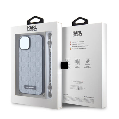 Kotelo Apple iPhone 14:lle, Karl Lagerfeld, Saffiano Monogram Chain, Hopeinen