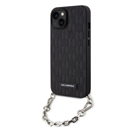Kotelo Apple iPhone 14:lle, Karl Lagerfeld, Saffiano Monogram Chain, Musta