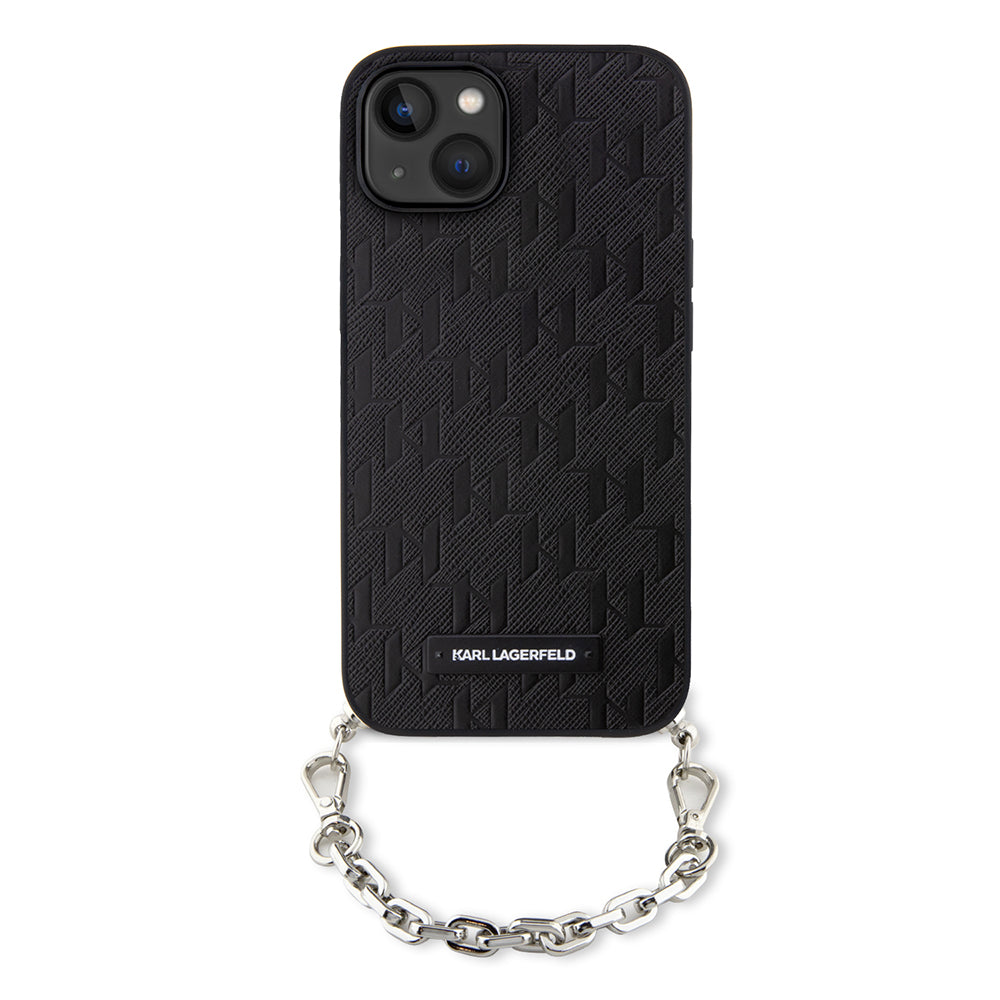 Kotelo Apple iPhone 14:lle, Karl Lagerfeld, Saffiano Monogram Chain, Musta