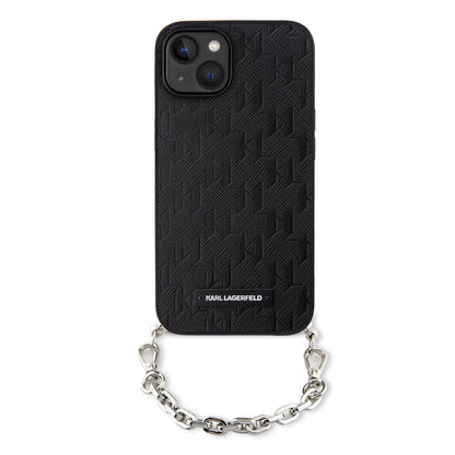 Kotelo Apple iPhone 14:lle, Karl Lagerfeld, Saffiano Monogram Chain, Musta