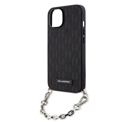 Kotelo Apple iPhone 14:lle, Karl Lagerfeld, Saffiano Monogram Chain, Musta