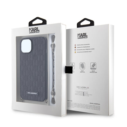 Kotelo Apple iPhone 14:lle, Karl Lagerfeld, Saffiano Monogram Chain, Musta