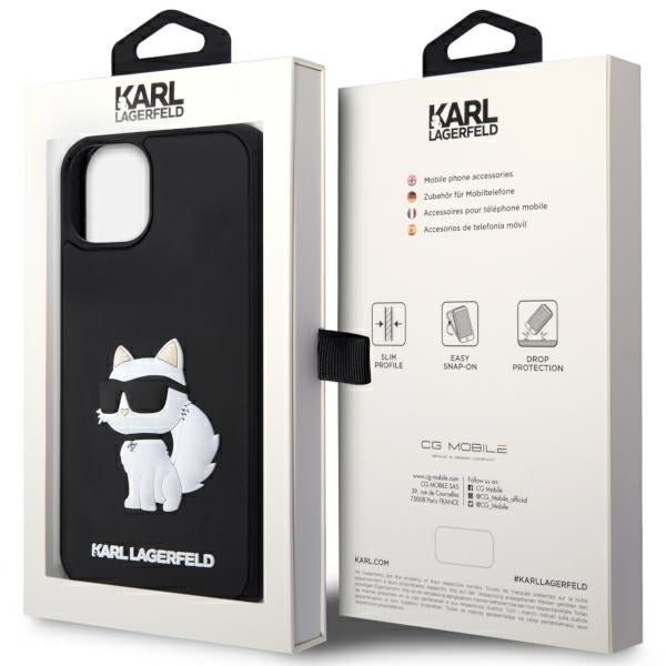 Kotelo Apple iPhone 14 Plus:lle, Karl Lagerfeld, 3D Rubber Choupette, Musta