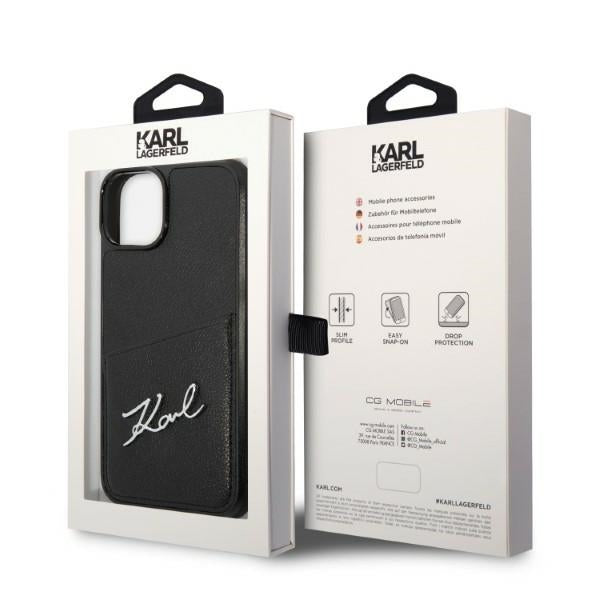 Kotelo Apple iPhone 14 Plus -puhelimelle, Karl Lagerfeld, Cardslots Signature Logo, Musta