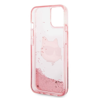Case for Apple iPhone 14 Plus, Karl Lagerfeld, Glitter Choupette's Head, Pink
