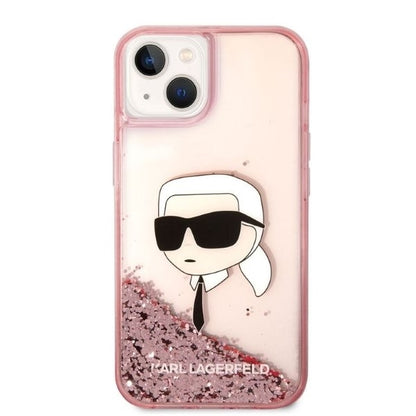 Kotelo Apple iPhone 14 Plus:lle, Karl Lagerfeld, Glitter Karl's Head, Pinkki