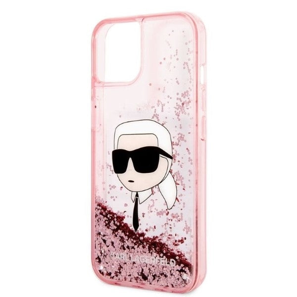 Kotelo Apple iPhone 14 Plus:lle, Karl Lagerfeld, Glitter Karl's Head, Pinkki