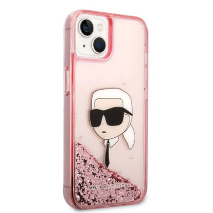 Kotelo Apple iPhone 14 Plus:lle, Karl Lagerfeld, Glitter Karl's Head, Pinkki
