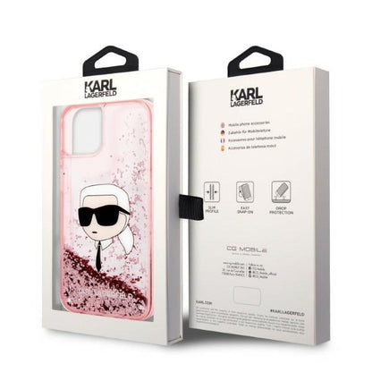 Kotelo Apple iPhone 14 Plus:lle, Karl Lagerfeld, Glitter Karl's Head, Pinkki