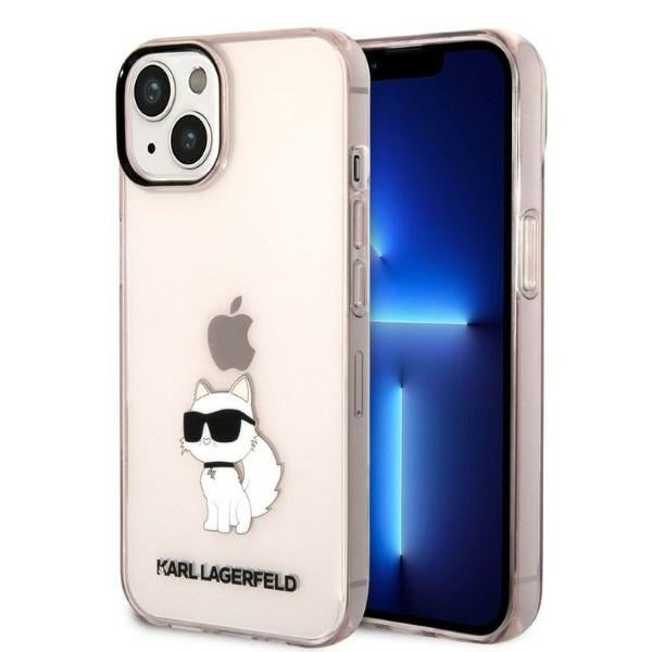 Kotelo Apple iPhone 14 Plus:lle, Karl Lagerfeld, Ikonik Choupette, Pinkki
