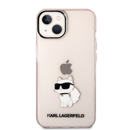 Kotelo Apple iPhone 14 Plus:lle, Karl Lagerfeld, Ikonik Choupette, Pinkki