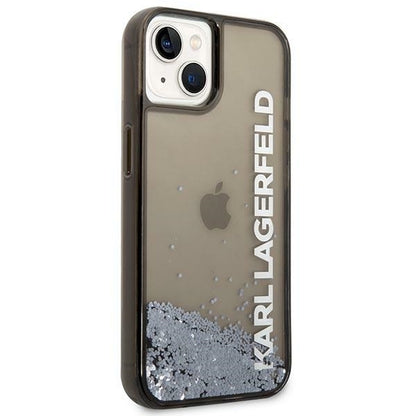 Kotelo Apple iPhone 14 Plus -puhelimelle, Karl Lagerfeld, Liquid Glitter KL Logo, Musta