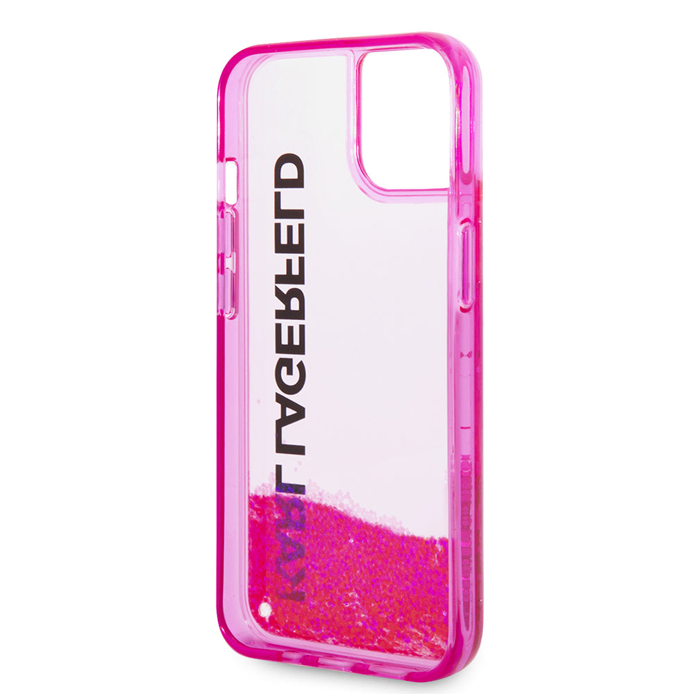 Kotelo Apple iPhone 14 Plus -puhelimelle, Karl Lagerfeld, Liquid Glitter KL Logo, Pinkki