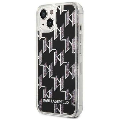Suojakotelo Apple iPhone 14 Plus:lle, Karl Lagerfeld, Liquid Glitter Monogram, Musta