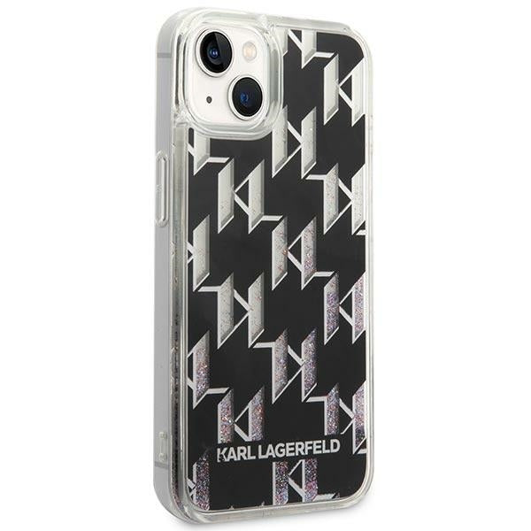 Suojakotelo Apple iPhone 14 Plus:lle, Karl Lagerfeld, Liquid Glitter Monogram, Musta