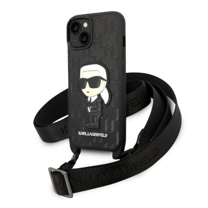 Kotelo Apple iPhone 14 Plus -puhelimelle, Karl Lagerfeld, Monogram Ikonik Karl, Valkoinen