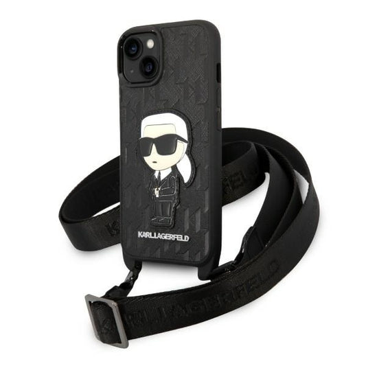 Kotelo Apple iPhone 14 Plus -puhelimelle, Karl Lagerfeld, Monogram Ikonik Karl, Valkoinen