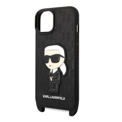 Kotelo Apple iPhone 14 Plus -puhelimelle, Karl Lagerfeld, Monogram Ikonik Karl, Valkoinen