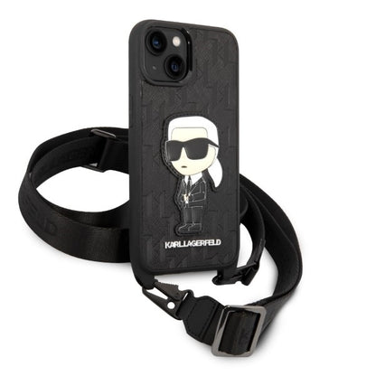 Kotelo Apple iPhone 14 Plus -puhelimelle, Karl Lagerfeld, Monogram Ikonik Karl, Valkoinen