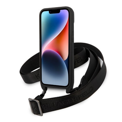 Kotelo Apple iPhone 14 Plus -puhelimelle, Karl Lagerfeld, Monogram Ikonik Karl, Valkoinen