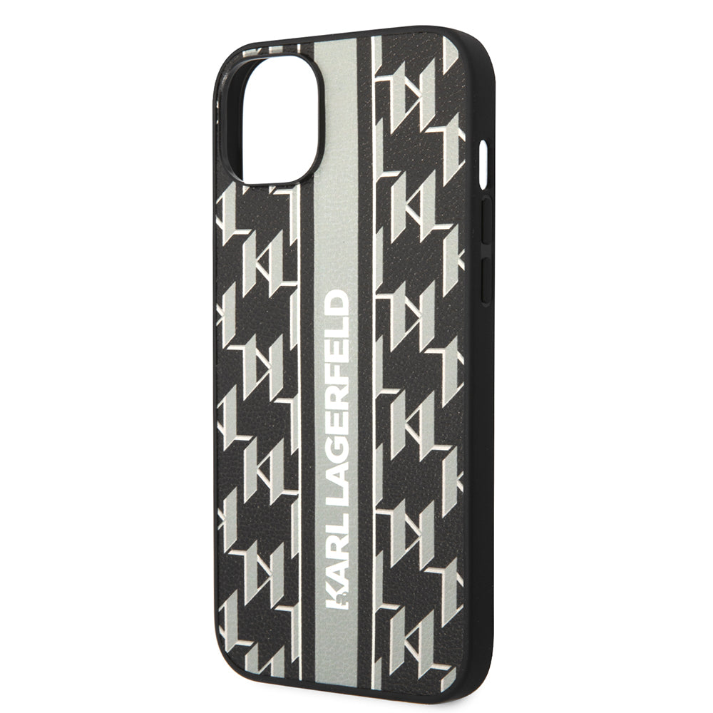 Kotelo Apple iPhone 14 Plus -puhelimelle, Karl Lagerfeld, Monogram Stripe, Harmaa