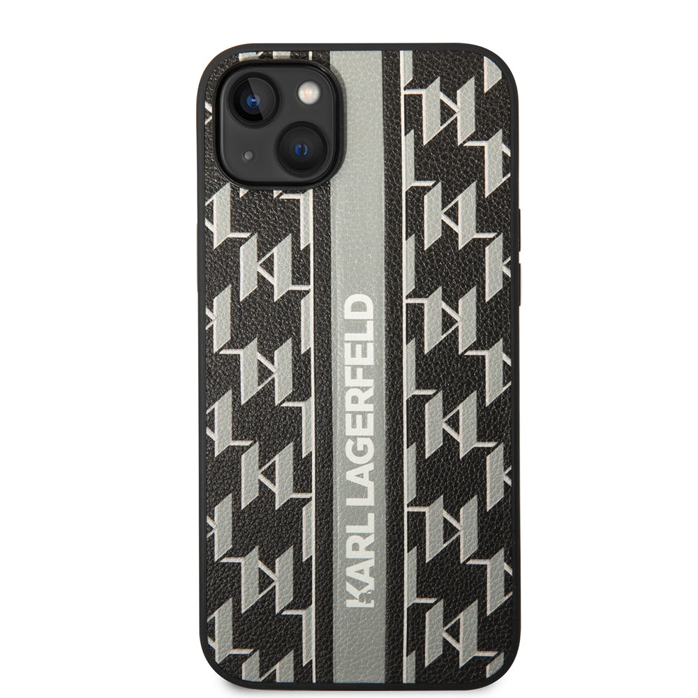 Kotelo Apple iPhone 14 Plus -puhelimelle, Karl Lagerfeld, Monogram Stripe, Harmaa
