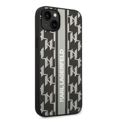 Kotelo Apple iPhone 14 Plus -puhelimelle, Karl Lagerfeld, Monogram Stripe, Harmaa