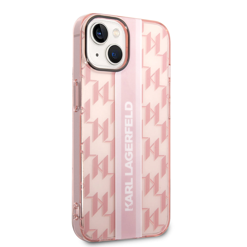 Case for Apple iPhone 14 Plus, Karl Lagerfeld, Monogram Stripe, Pink