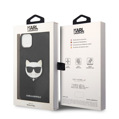 Kotelo Apple iPhone 14 Plus -puhelimelle, Karl Lagerfeld, Saffiano Choupette's Head, Musta